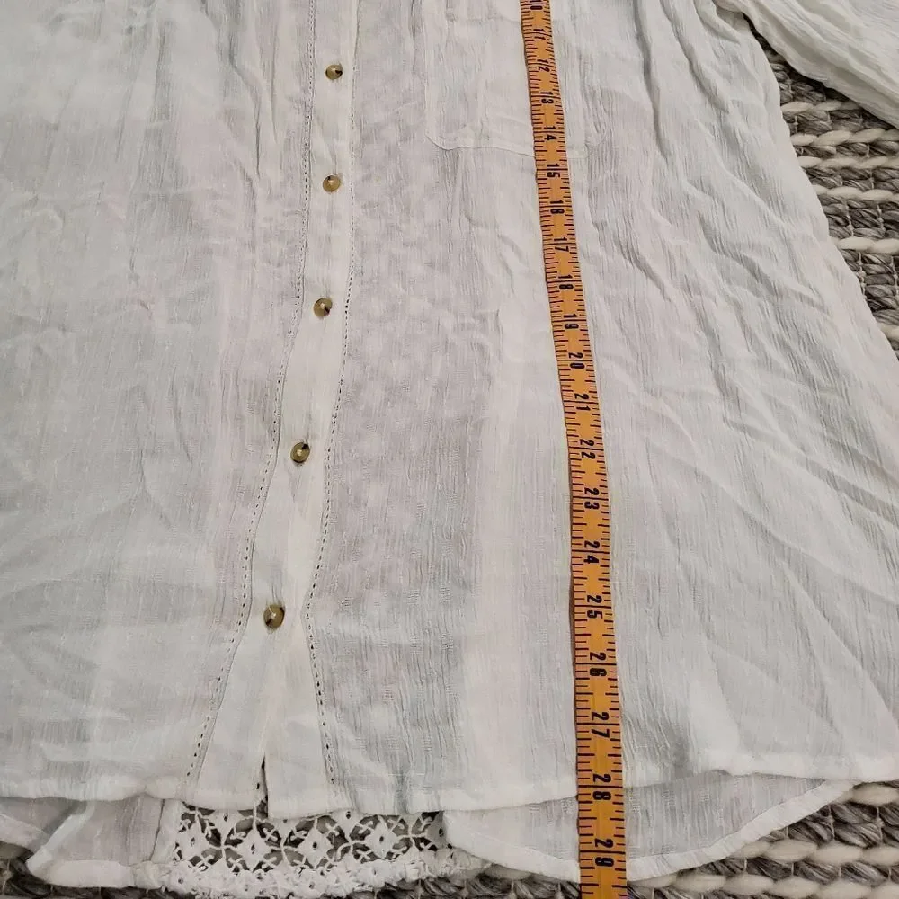 Free People The Best White Crochet  Blouse Size M